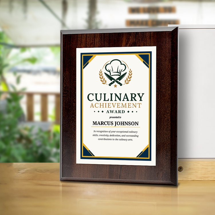 Culinary/Chef Achievement' Award Personalized Wall Plaque With Easel Acrylic Stand | Professional/Industry Recognition Award Plaques