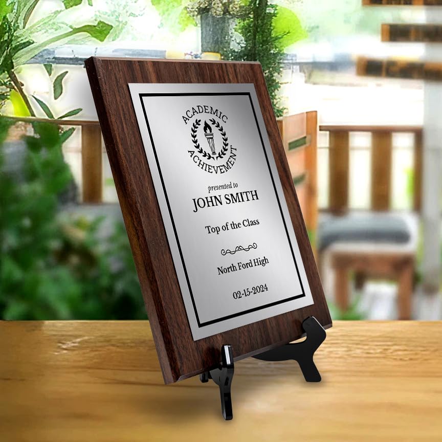 Academic Achievement Customizable Award Plaque | Easel Mount Option | Recognition of Achievement and Service Personalizable Plaques