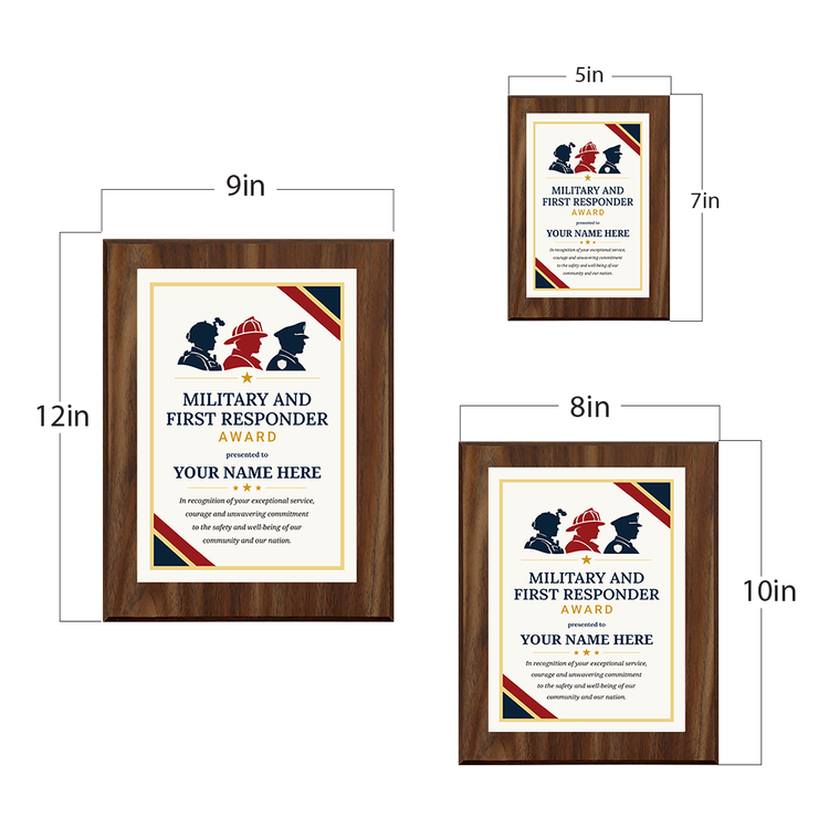 Military and First Responder Award Personalized Wall Plaque With Easel Acrylic Stand | Professional/Industry Recognition Award Plaques