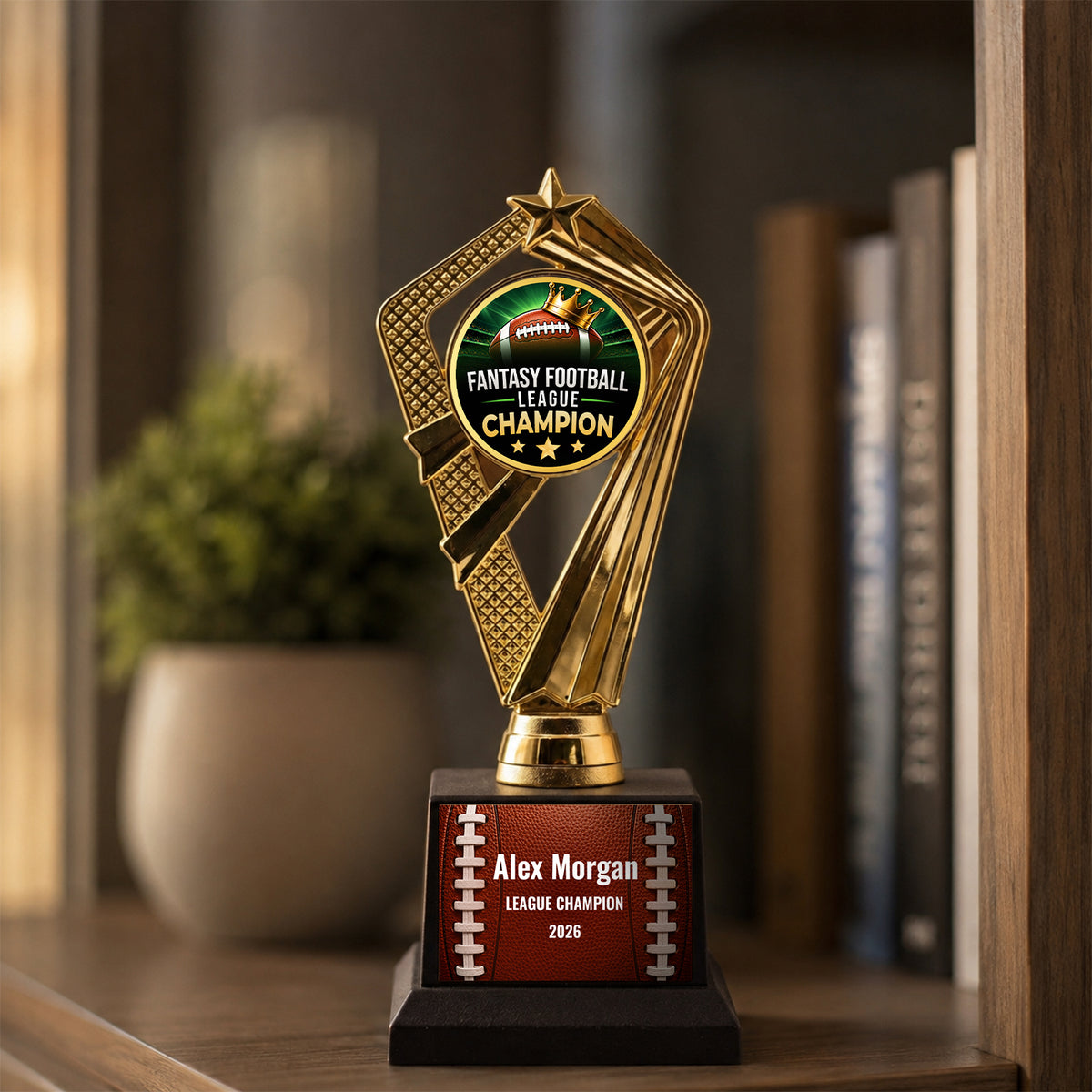 All Quality Fantasy Football League Champion Trophy, Custom Engraved — Personalized Fantasy Football Championship Award
