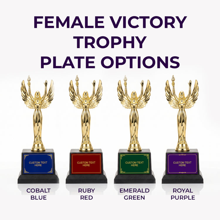 All Quality Victory Trophy, Custom Engraved Winged Figure, Black Base — Personalized Achievement & Recognition Award for Any Occasion