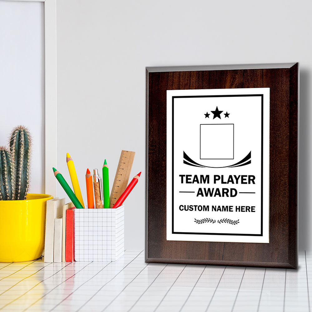Team Player Award Personalized (Wooden) Wall Plaque With Easel Acrylic Stand | Workplace Recognition Ceremonies Award Plaques