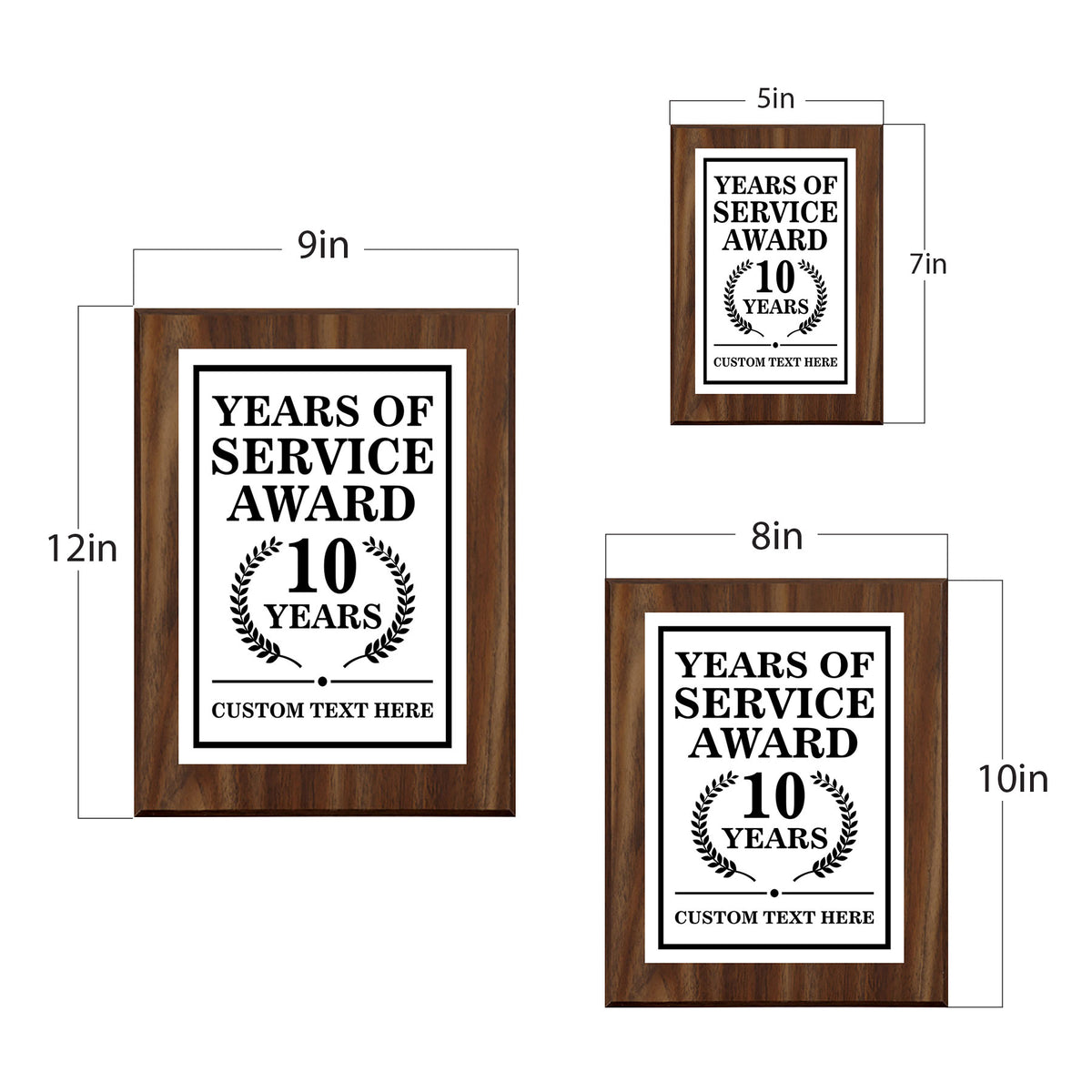 Years of Service Award Plaque — 10 Years Award Personalized (Wooden) Wall Plaque With Easel Acrylic Stand | Workplace Recognition Ceremonies Award Plaques