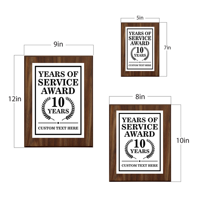 Years of Service Award Plaque — 10 Years Award Personalized (Wooden) Wall Plaque With Easel Acrylic Stand | Workplace Recognition Ceremonies Award Plaques