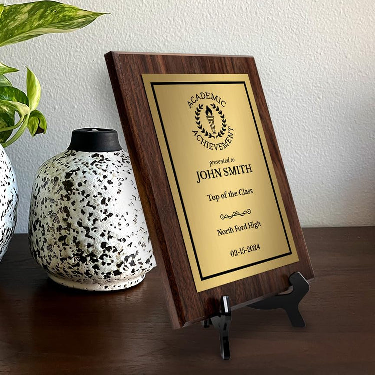 Academic Achievement Customizable Award Plaque | Easel Mount Option | Recognition of Achievement and Service Personalizable Plaques
