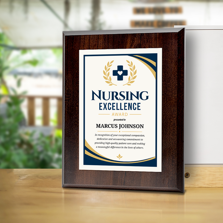 Nursing Excellence Award Personalized Wall Plaque With Easel Acrylic Stand | Professional/Industry Recognition Award Plaques