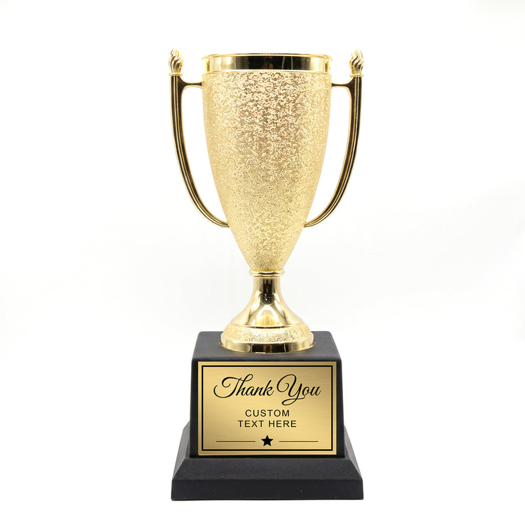 All Quality Thank You Cup Trophy, Custom Engraved Gold Cup — Personalized Thank You Gift for Volunteers, Mentors & Staff Appreciation