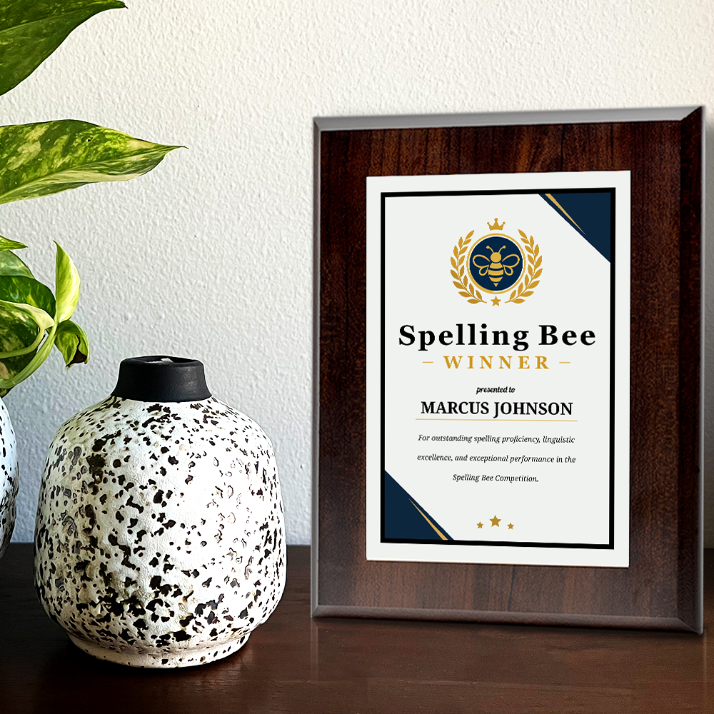 Spelling Bee Winner Award Personalized Wall Plaque With Easel Acrylic Stand | Education Recognition School Award Plaques