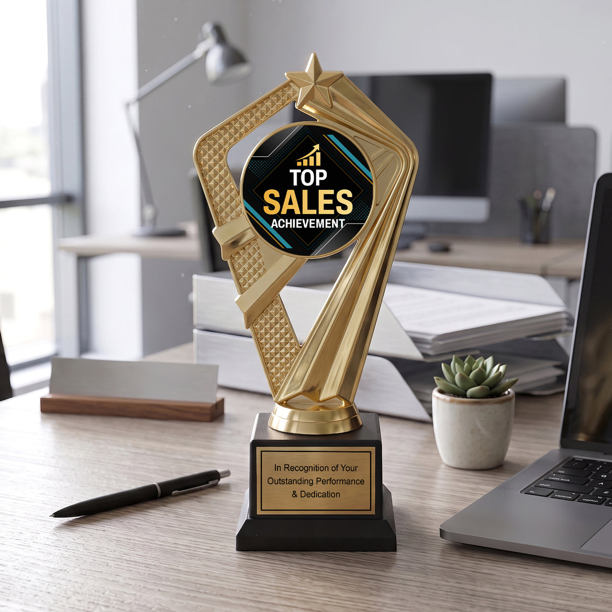 All Quality Top Sales Achievement Trophy, Custom Engraved — Personalized Sales Recognition Award for Top Performers