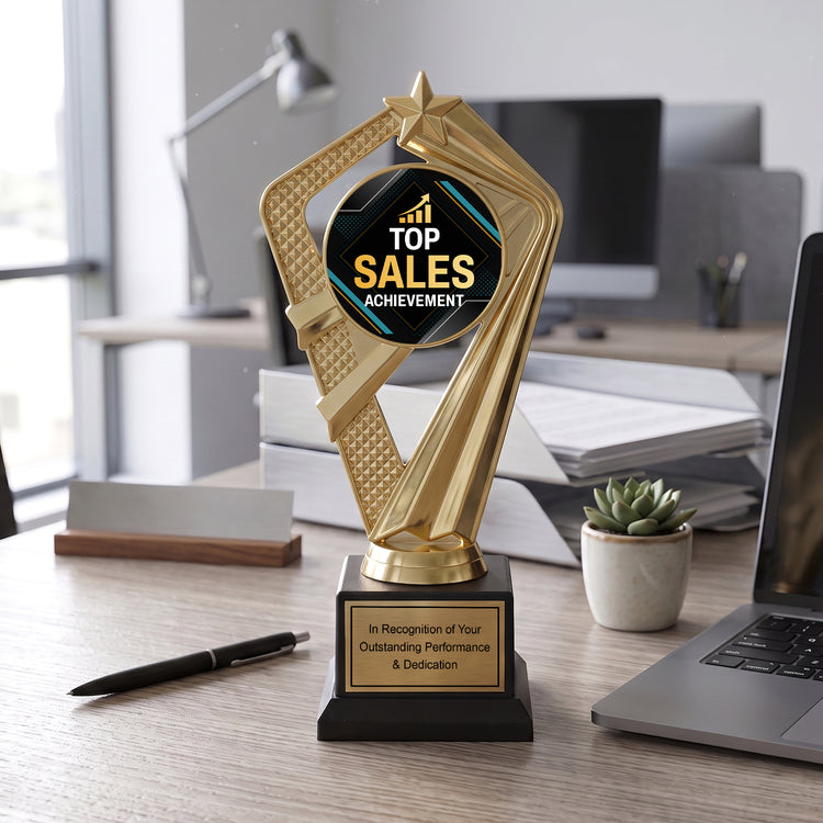 All Quality Top Sales Achievement Trophy, Custom Engraved — Personalized Sales Recognition Award for Top Performers