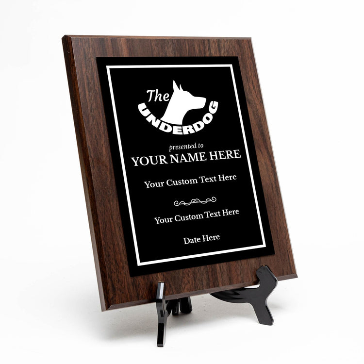 The Underdog Customizable Award Plaque | Easel Mount Option | Achievement and Recognition Personalizable Plaques