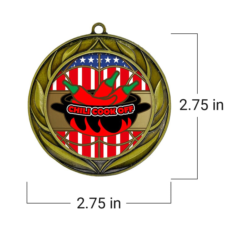 All Quality Chili Cook Off Wreath Design Medal - 1st, 2nd, 3rd Place