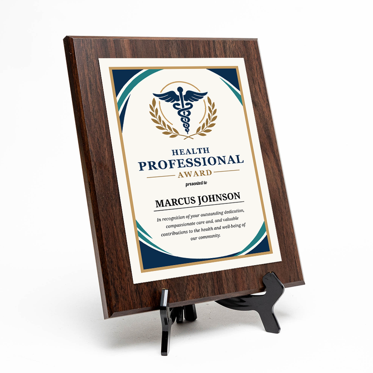 Health Professional Award Personalized Wall Plaque With Easel Acrylic Stand | Professional/Industry Recognition Award Plaques