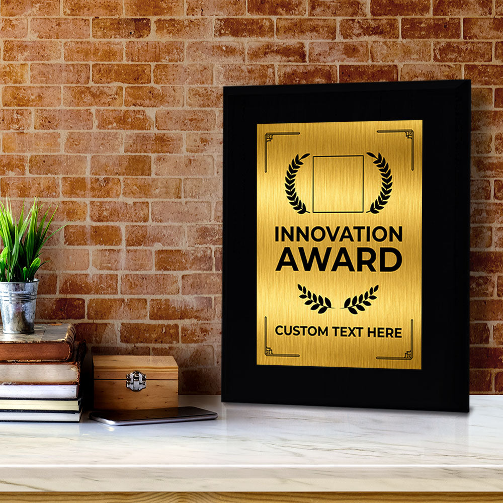 Innovation Award Award Personalized (Black) Wall Plaque With Easel Acrylic Stand | Workplace Recognition Ceremonies Award Plaques