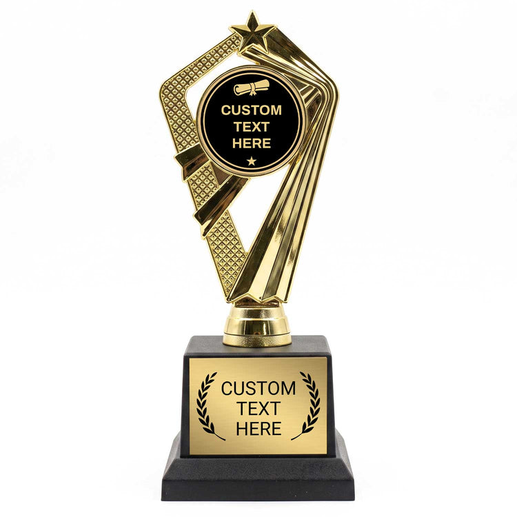 Academic Custom Insert Trophy Awards (Diploma, Globe, Grad Cap) - Engraved