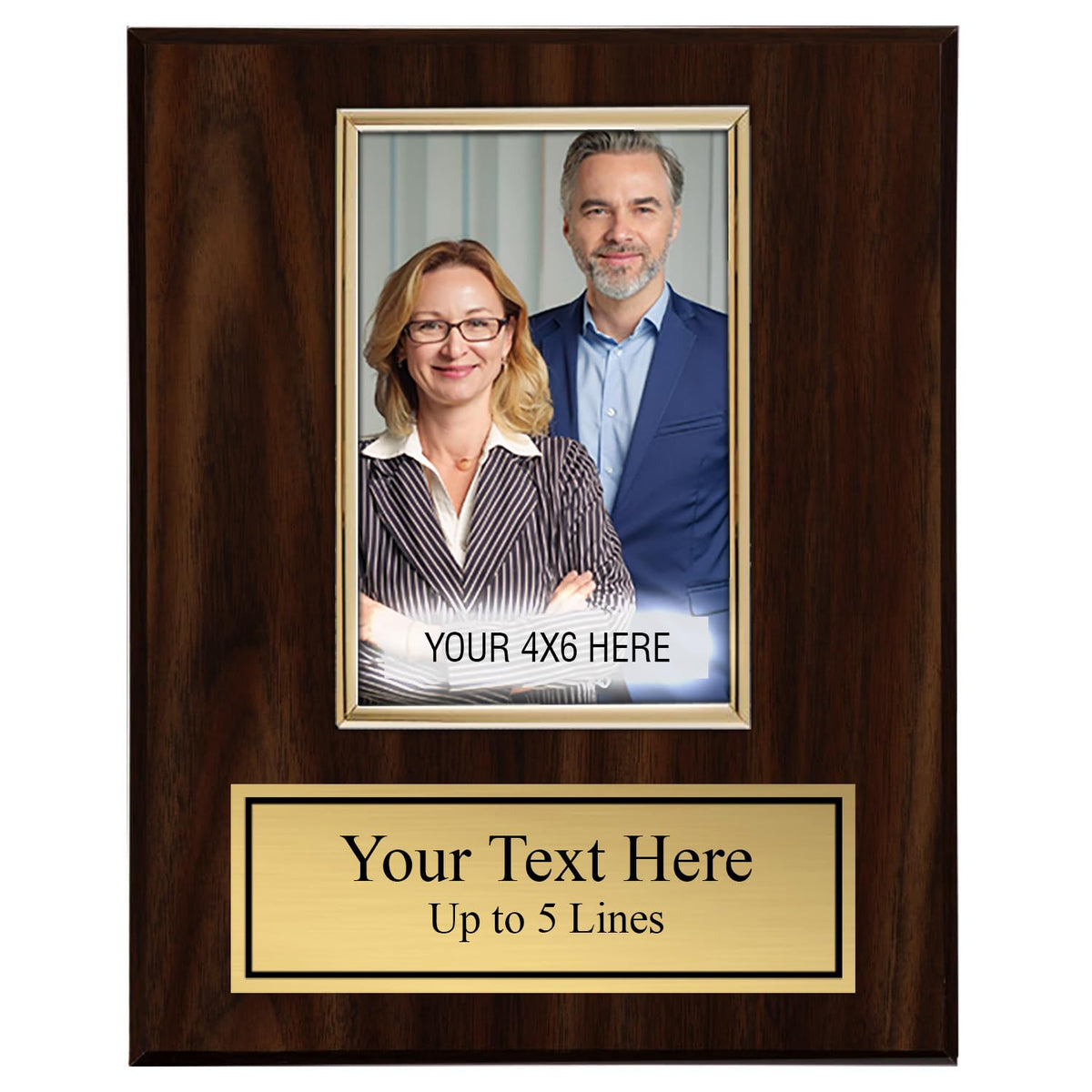 Personalized Wooden Photo Plaque - Horizontal Picture Holder - Custom Text on Plate