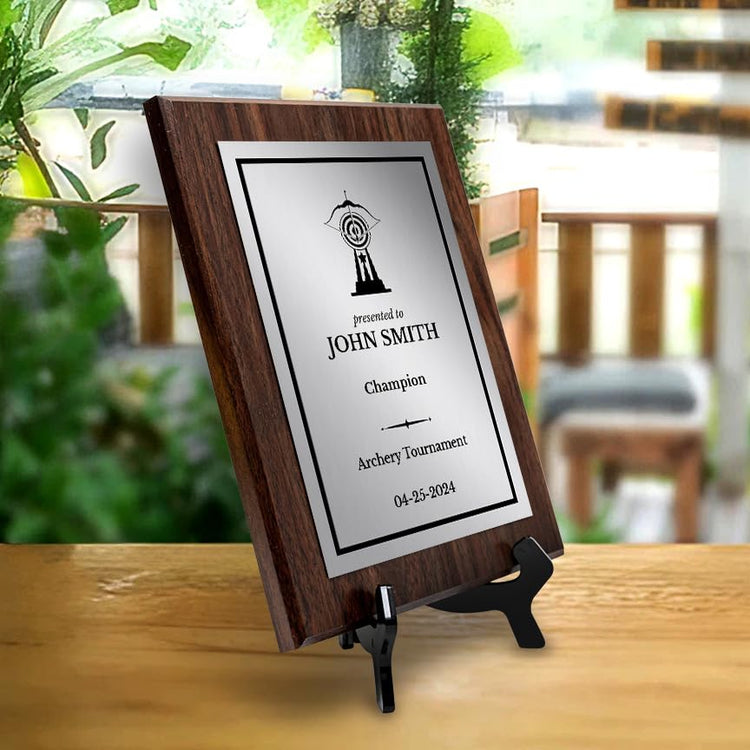 Archery Customizable Wooden Award Plaque | Easel Mount Option | Achievement and Recognition Personalizable Plaques | Sports Award