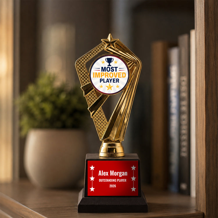 All Quality Most Improved Player Trophy, Custom Engraved — Personalized Award for Any Youth Sport or League