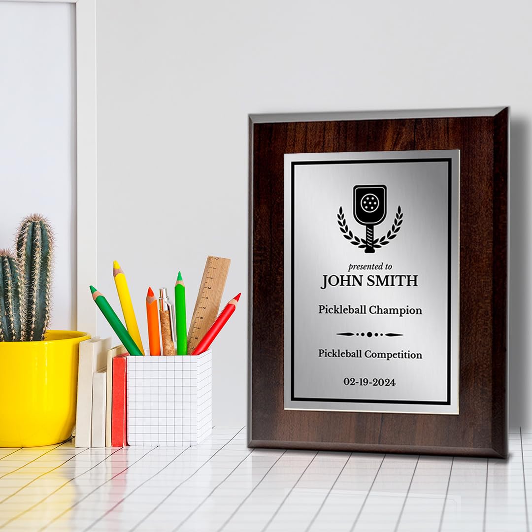 Pickleball Competition Custom Award Plaque | Easel Mount Option | Achievement and Recognition Personalizable Plaques
