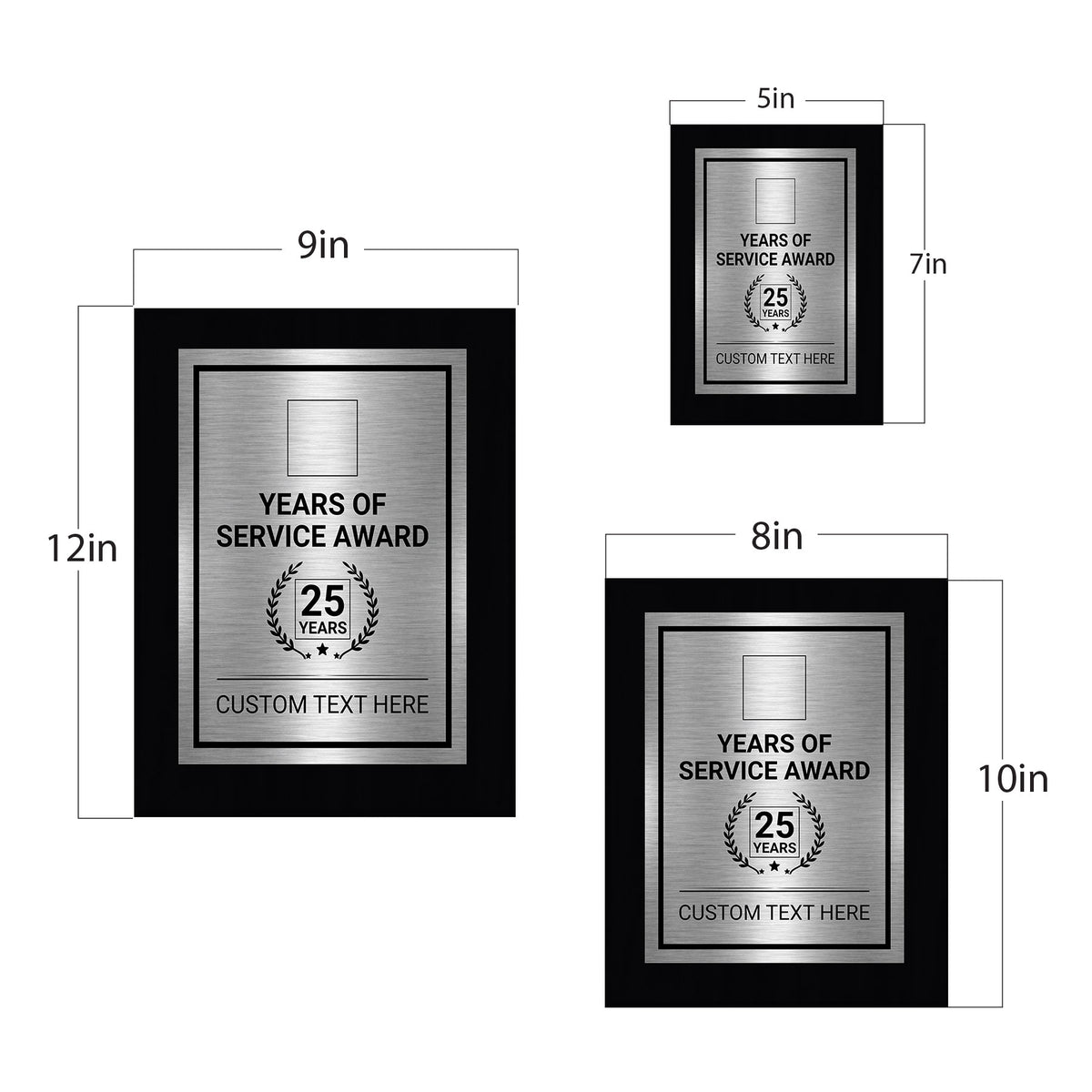 Years of Service Award Plaque — 25 Years Award Personalized (Black) Wall Plaque With Easel Acrylic Stand | Workplace Recognition Ceremonies Award Plaques