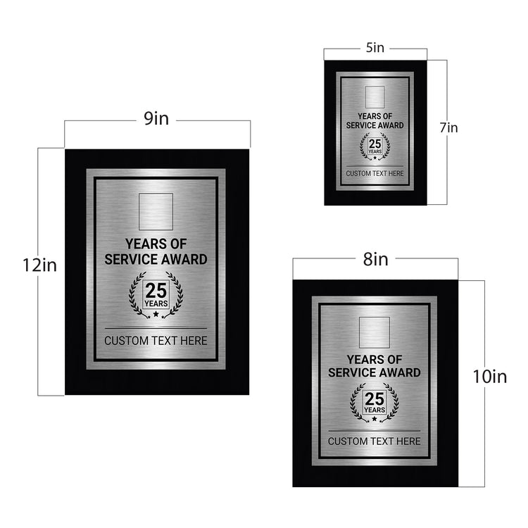 Years of Service Award Plaque — 25 Years Award Personalized (Black) Wall Plaque With Easel Acrylic Stand | Workplace Recognition Ceremonies Award Plaques