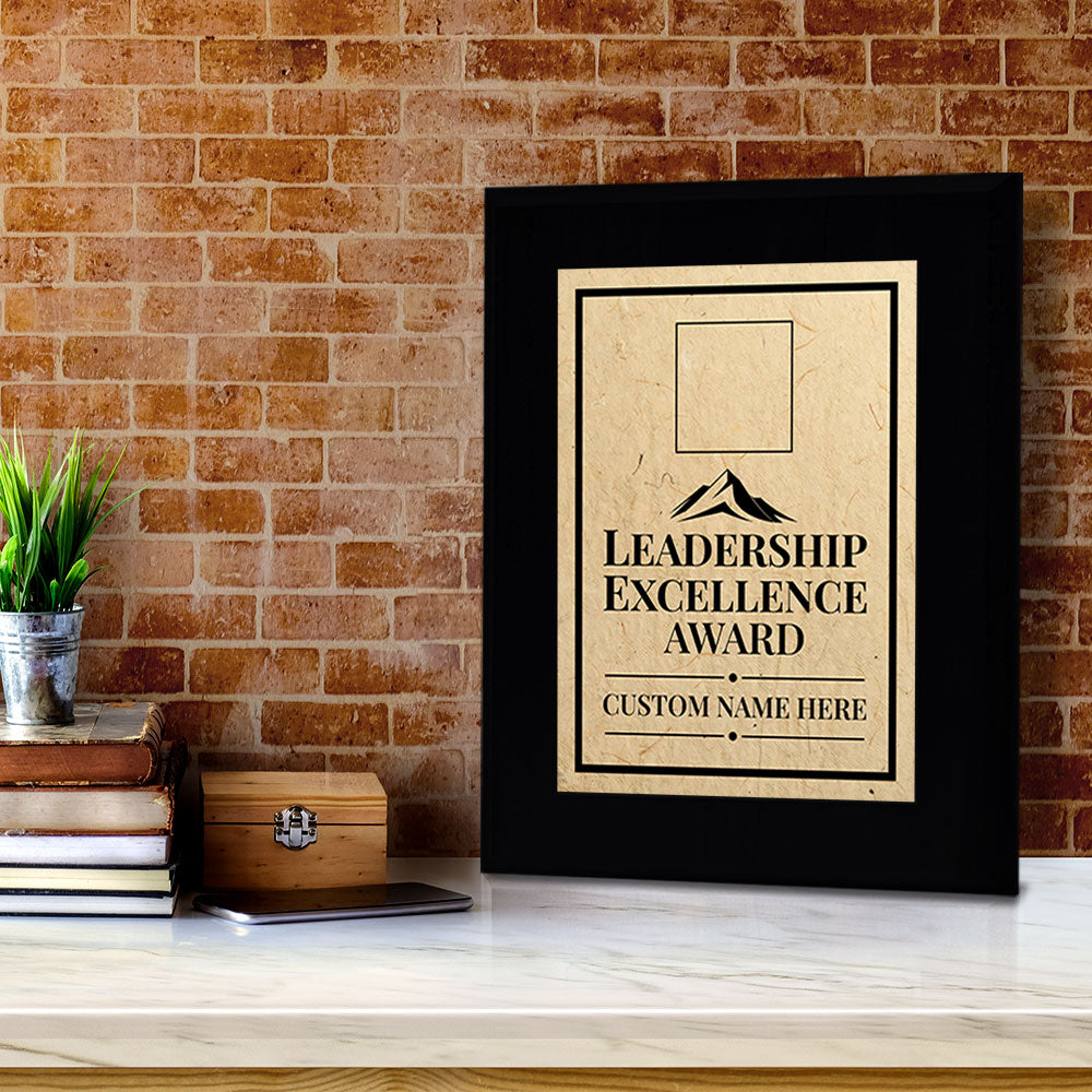 Leadership Excellence Award Personalized (Black) Wall Plaque With Easel Acrylic Stand | Workplace Recognition Ceremonies Award Plaques