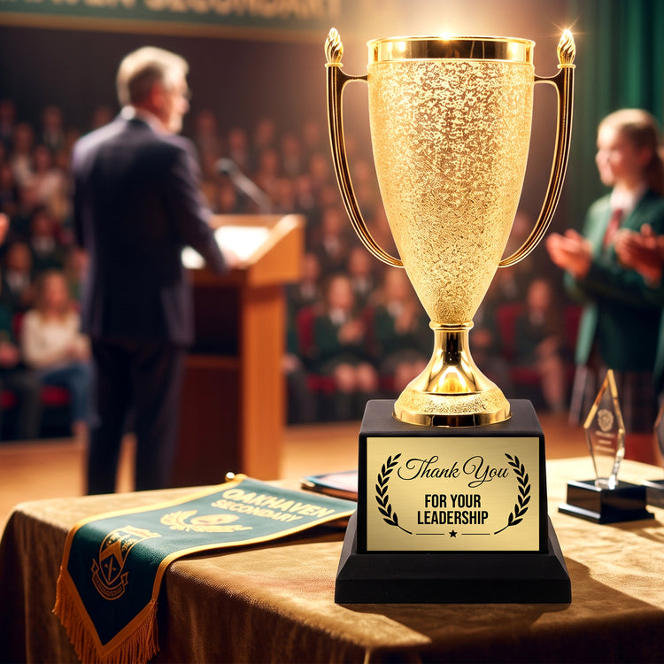 All Quality Thank You Cup Trophy, Custom Engraved Gold Cup — Personalized Thank You Gift for Volunteers, Mentors & Staff Appreciation