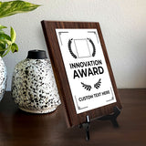 Innovation Award Award Personalized (Wooden) Wall Plaque With Easel Acrylic Stand | Workplace Recognition Ceremonies Award Plaques