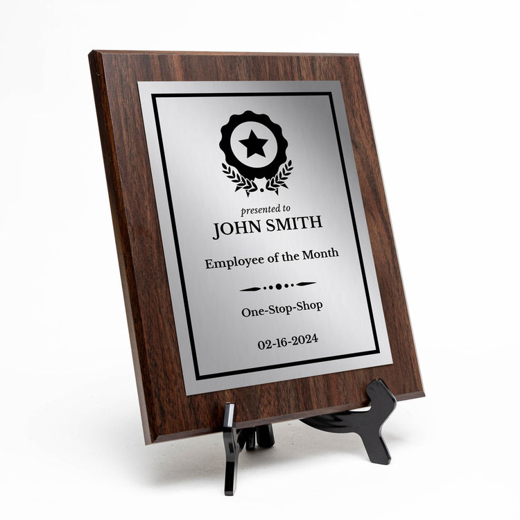 Employee Of The Month Customizable Award Plaque Easel Mount Option | Recognition of Achievement and Service Personalizable Plaques