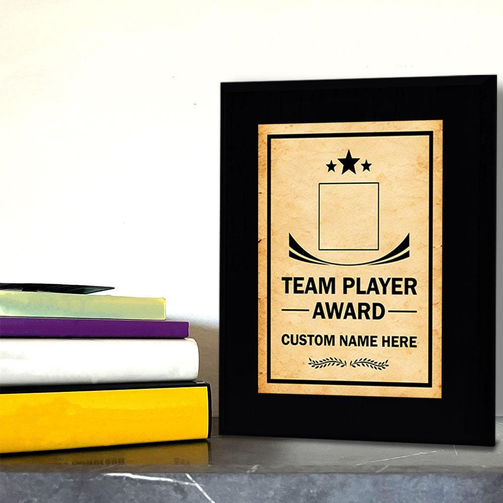 Team Player Award Personalized (Black) Wall Plaque With Easel Acrylic Stand | Workplace Recognition Ceremonies Award Plaques