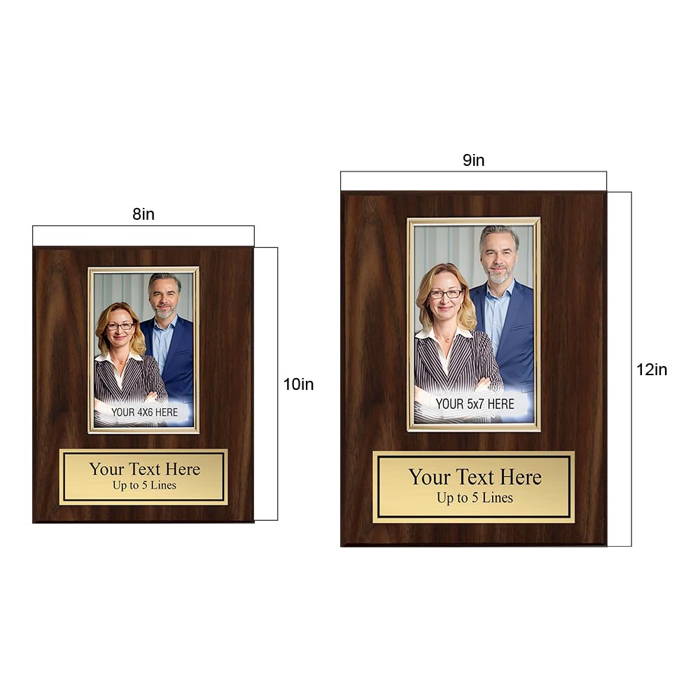 Personalized Wooden Photo Plaque - Horizontal Picture Holder - Custom Text on Plate