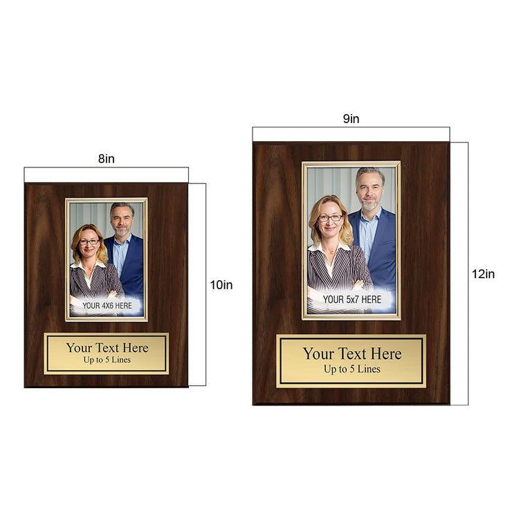 Personalized Wooden Photo Plaque - Horizontal Picture Holder - Custom Text on Plate