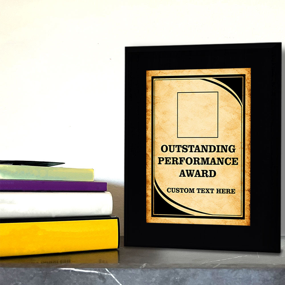 Outstanding Performance Award Personalized (Black) Wall Plaque With Easel Acrylic Stand | Workplace Recognition Ceremonies Award Plaques