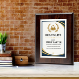 Dean's List Award' Personalized Wall Plaque With Easel Acrylic Stand | Education Recognition School Award Plaques