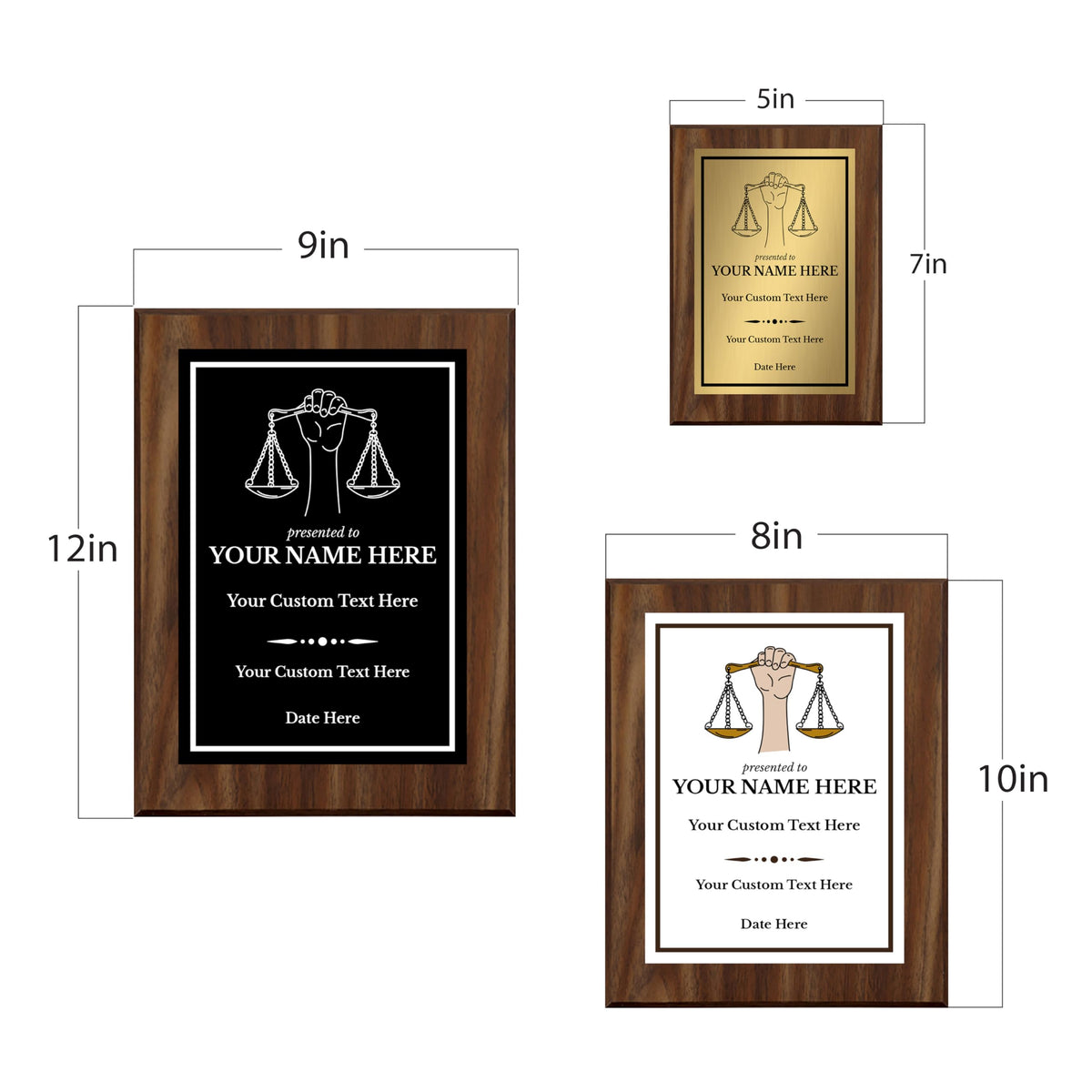 Legal and Justice Theme Custom Award Plaque | Easel Mount Option | Achievement and Service Personalizable Plaques