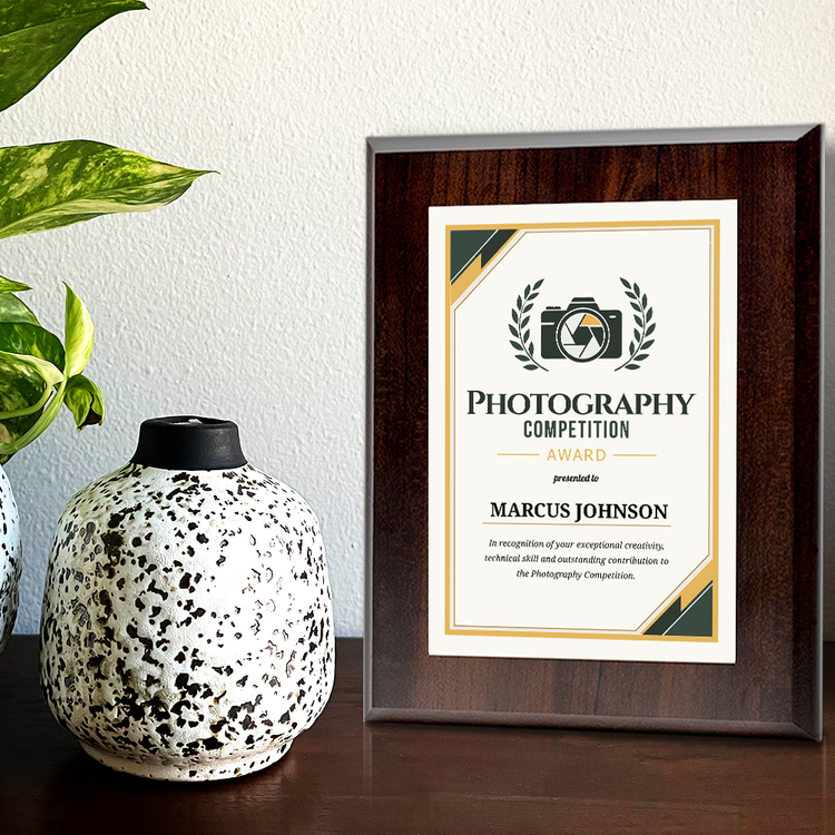 Photography Competition Award' Personalized Wall Plaque With Easel Acrylic Stand | Professional/Industry Recognition Award Plaques