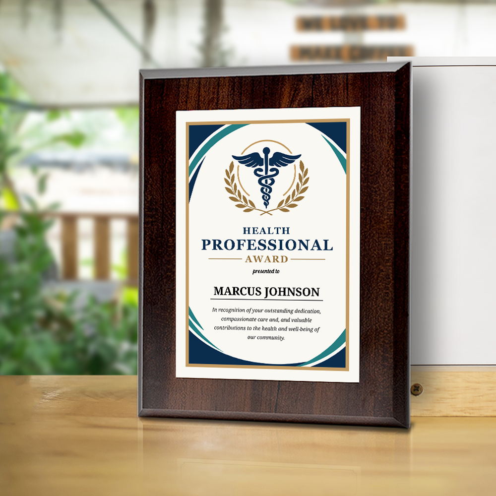 Health Professional Award Personalized Wall Plaque With Easel Acrylic Stand | Professional/Industry Recognition Award Plaques