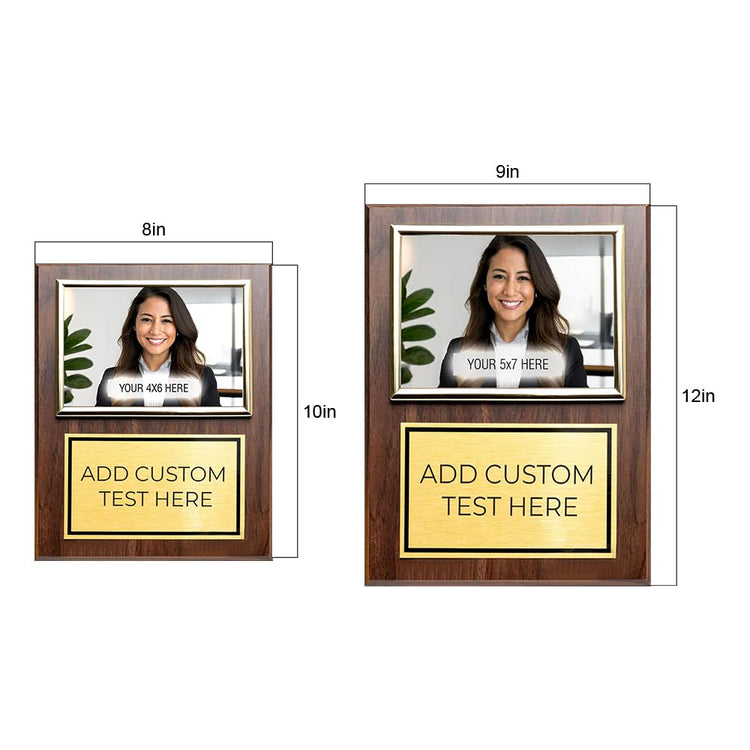 Personalized Wooden Photo Plaque - Horizontal Picture Holder - Custom Text on Plate