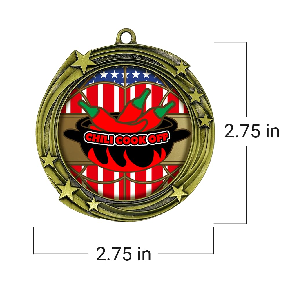 All Quality Chili Cook Off Swirling Stars Design Medal - 1st, 2nd, 3rd Place