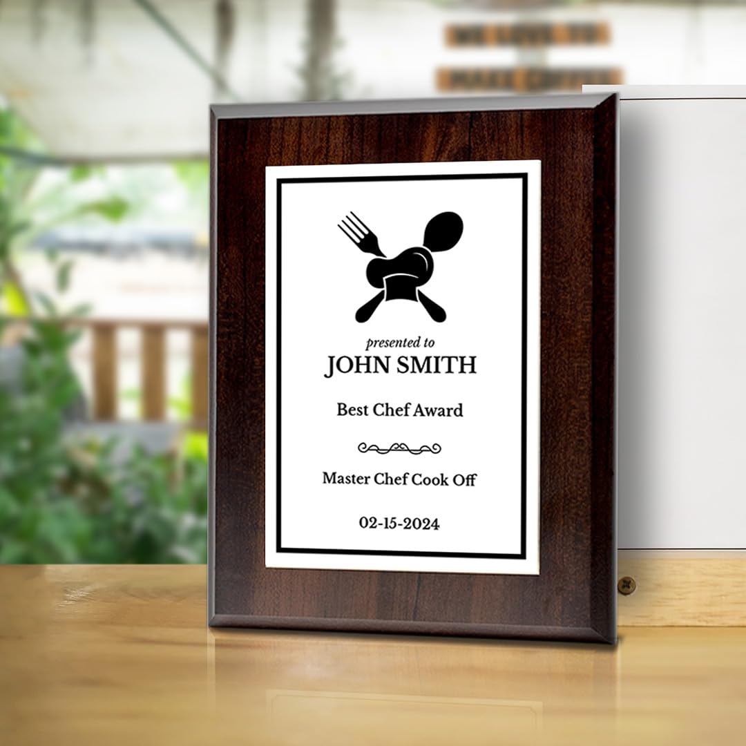 Cooking Competition and Chef Customizable Award Plaque | Easel Mount Option | Recognition of Achievement and Service Personalizable Plaques