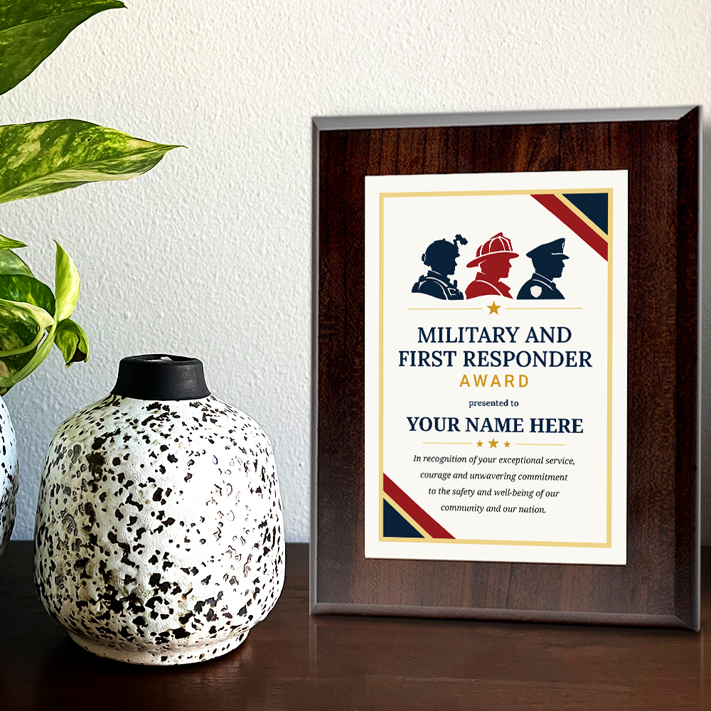 Military and First Responder Award Personalized Wall Plaque With Easel Acrylic Stand | Professional/Industry Recognition Award Plaques