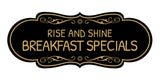 Signs ByLITA Designer Rise and Shine: Breakfast Specials Durable ABS Plastic Laser Engraved Easy Installation Elegant Design Wall or Door Sign