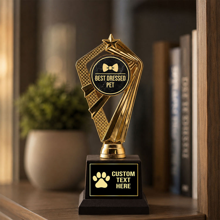 Gaucho Goods Best Dressed Pet Trophy, Custom Engraved Pet Award — Personalized Award for Pet Costume Contests & Pet Parades