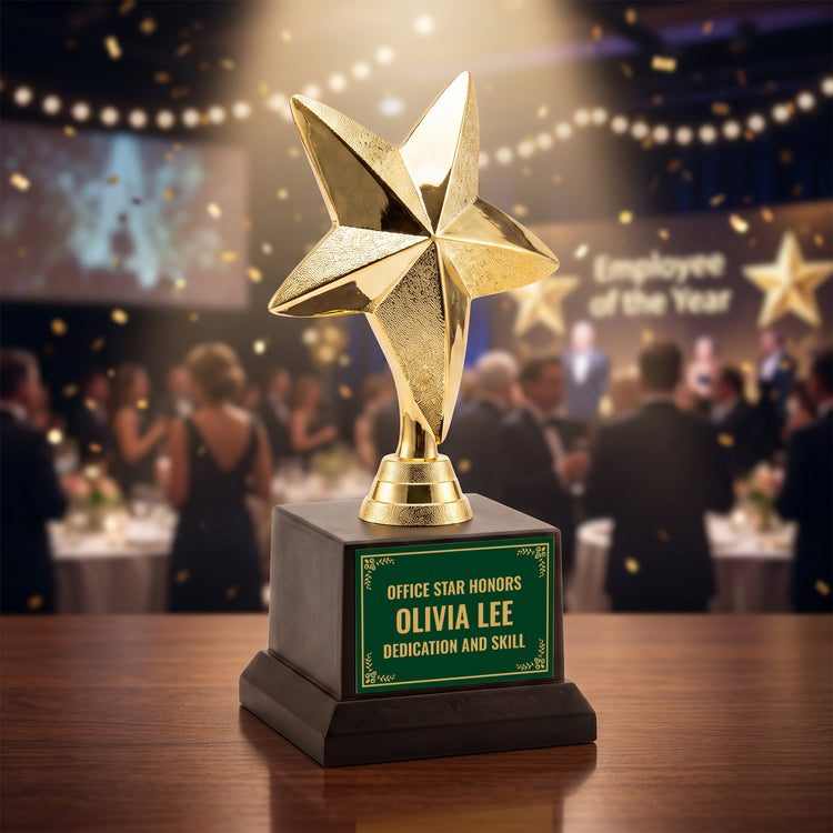 All Quality Star Trophy, Custom Engraved Star Figure, Black Base — Personalized Achievement & Recognition Award for Any Occasion