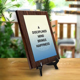 A Disciplined Mind Brings Happiness Decorative Wall Plaque With Easel Acrylic Stand | Buddhist/Foreign Quotes