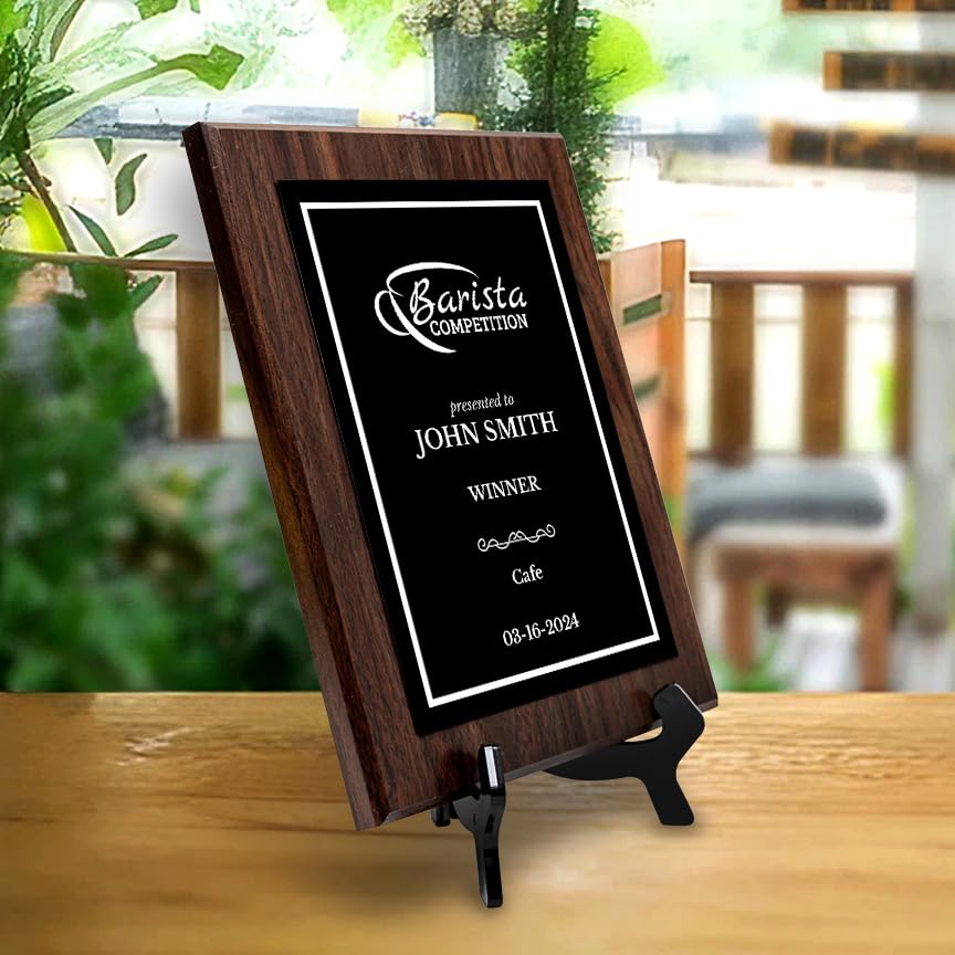 Barista Competition Customizable Award Plaque | Easel Mount Option | Achievement and Recognition Personalizable Plaques