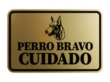 Signs ByLITA Classic Framed Perro Bravo Cuidado Graphic Spanish Security Wall or Door Sign
