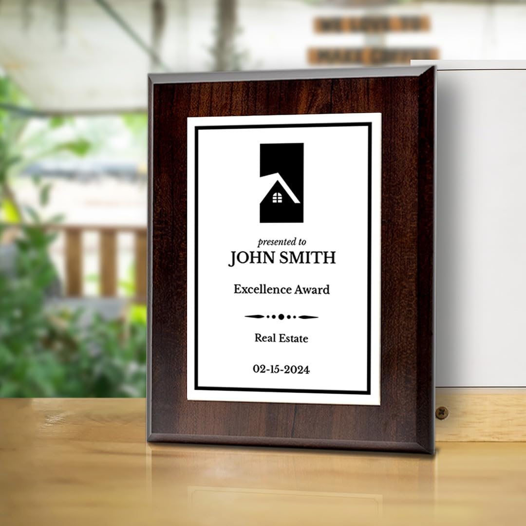 Real Estate Theme Customizable Award Plaque | Easel Mount Option | Recognition of Achievement and Service Personalizable Plaques
