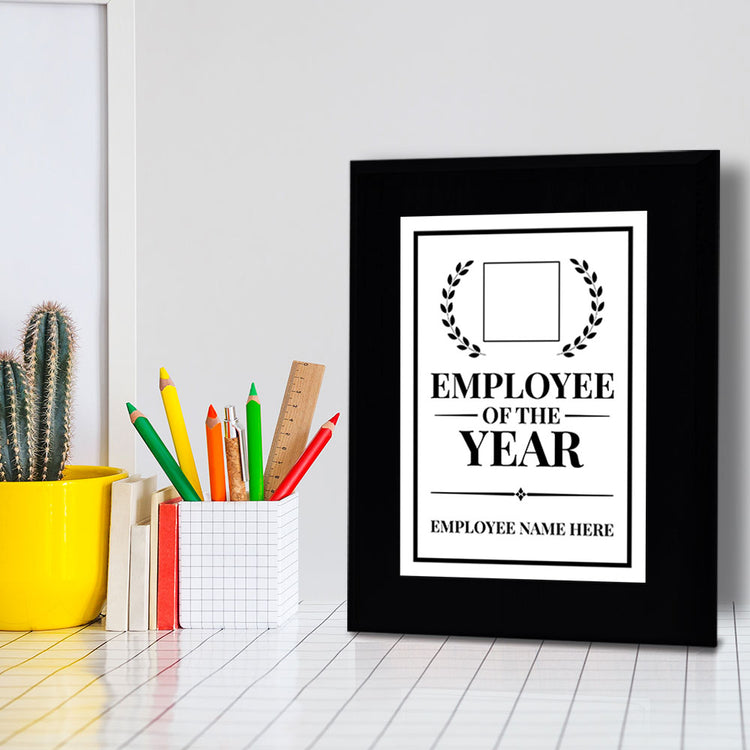 Employee of the Year Award Personalized (Black) Wall Plaque With Easel Acrylic Stand | Workplace Recognition Ceremonies Award Plaques
