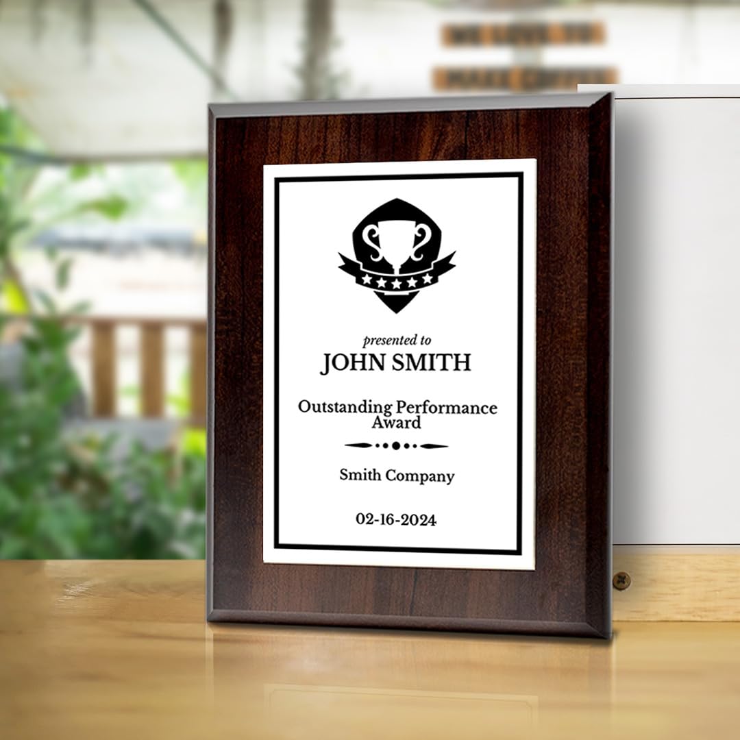 Performance and Recognition Customizable Award Plaque | Easel Mount Option | Achievement and Service Personalizable Prize Plaques
